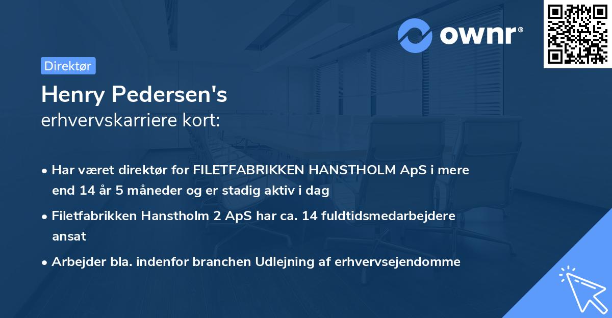 Henry Pedersen's erhvervskarriere kort
