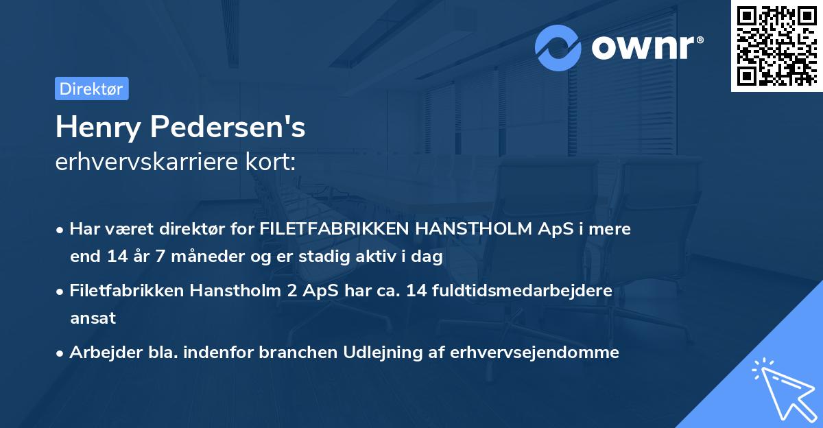 Henry Pedersen's erhvervskarriere kort