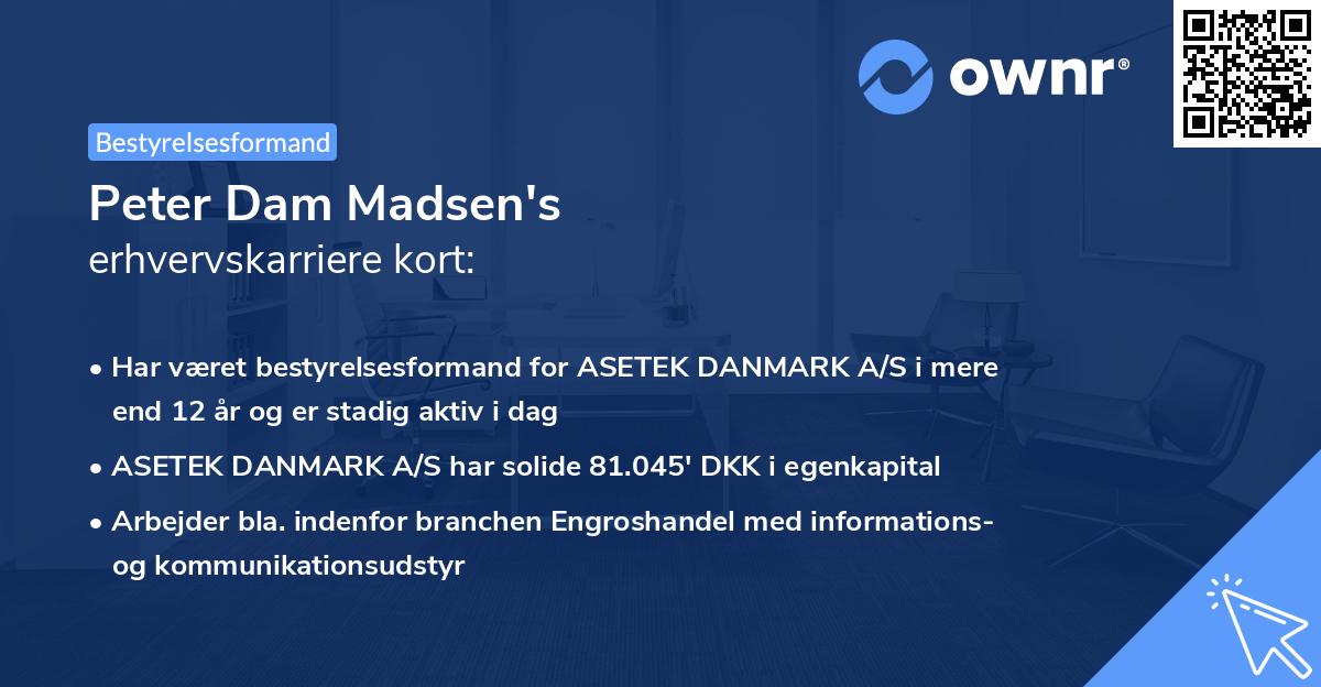 Peter Dam Madsen's erhvervskarriere kort