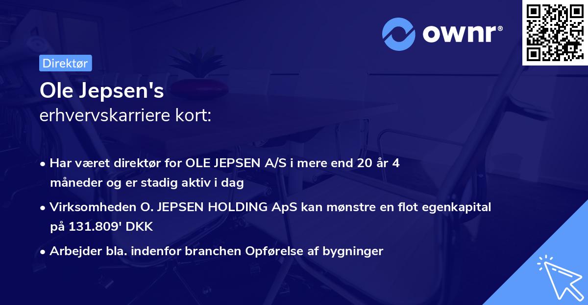 Ole Jepsen's erhvervskarriere kort