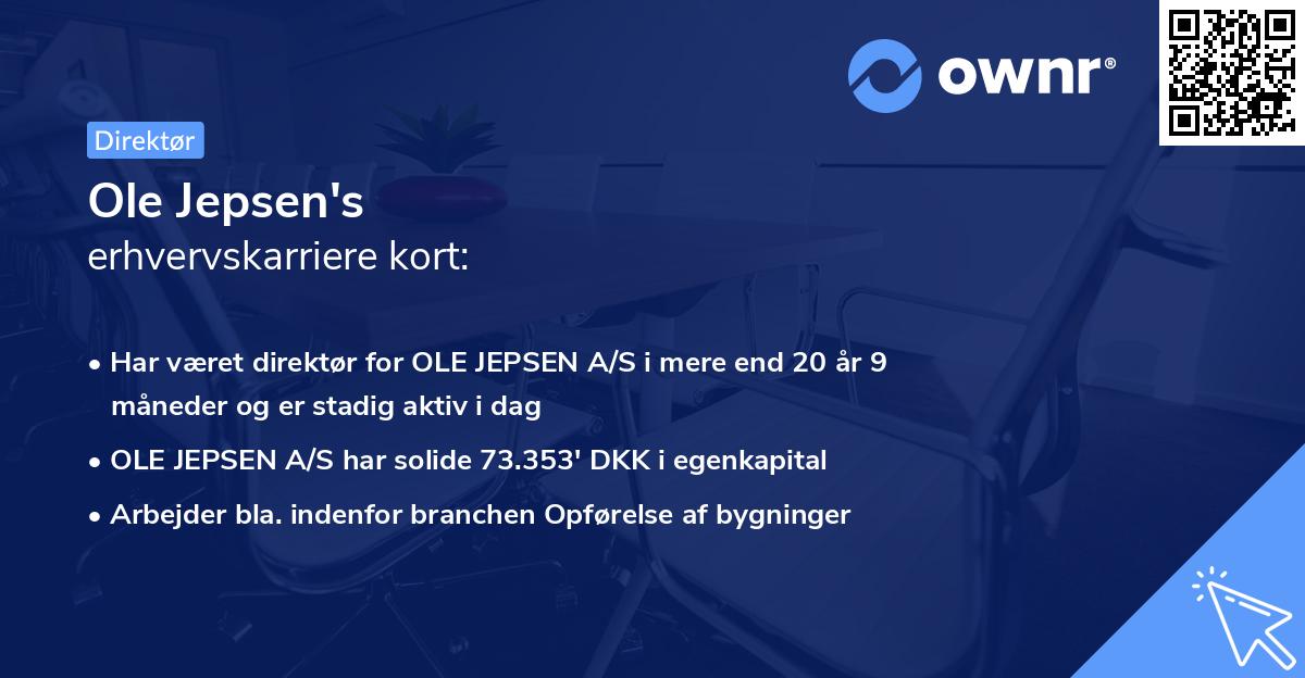 Ole Jepsen's erhvervskarriere kort