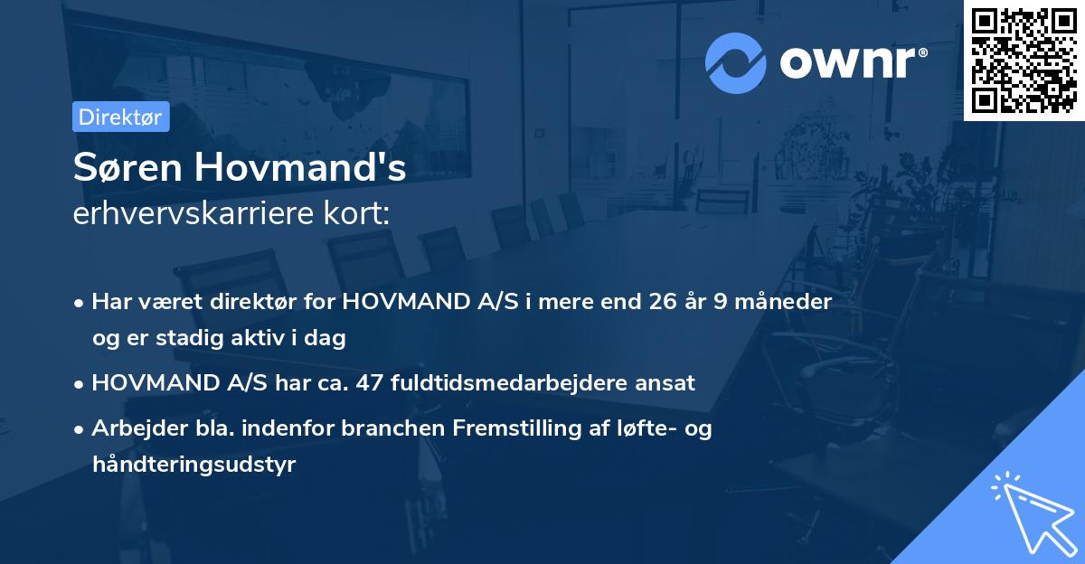 Søren Hovmand's erhvervskarriere kort