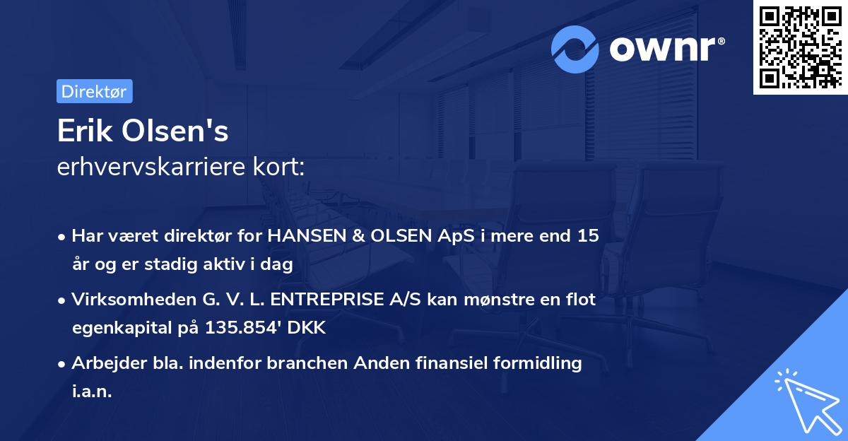 Erik Olsen's erhvervskarriere kort