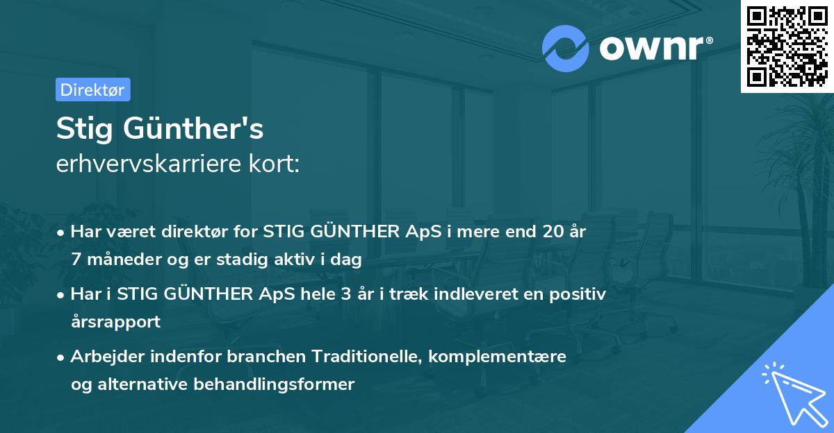 Stig Günther's erhvervskarriere kort