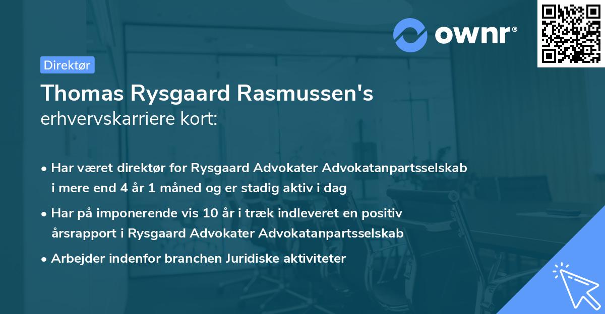 Thomas Rysgaard Rasmussen's erhvervskarriere kort