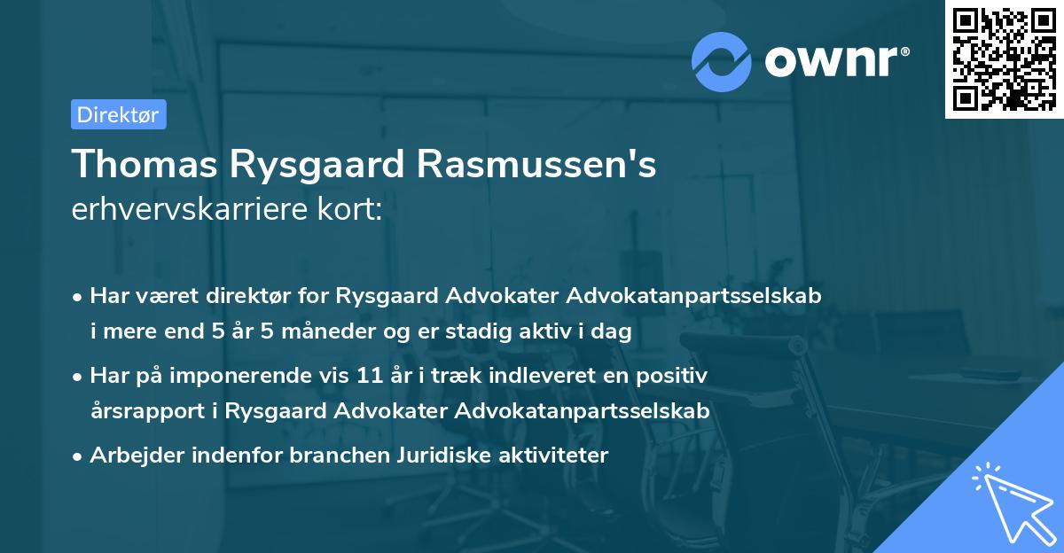 Thomas Rysgaard Rasmussen's erhvervskarriere kort