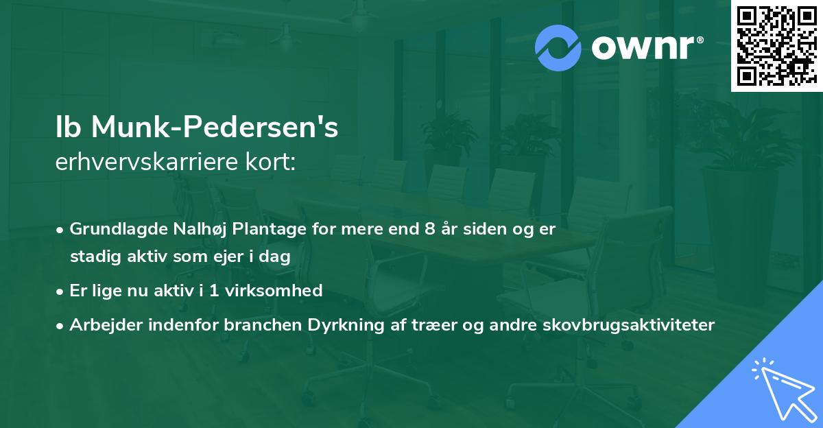 Ib Munk-Pedersen's erhvervskarriere kort