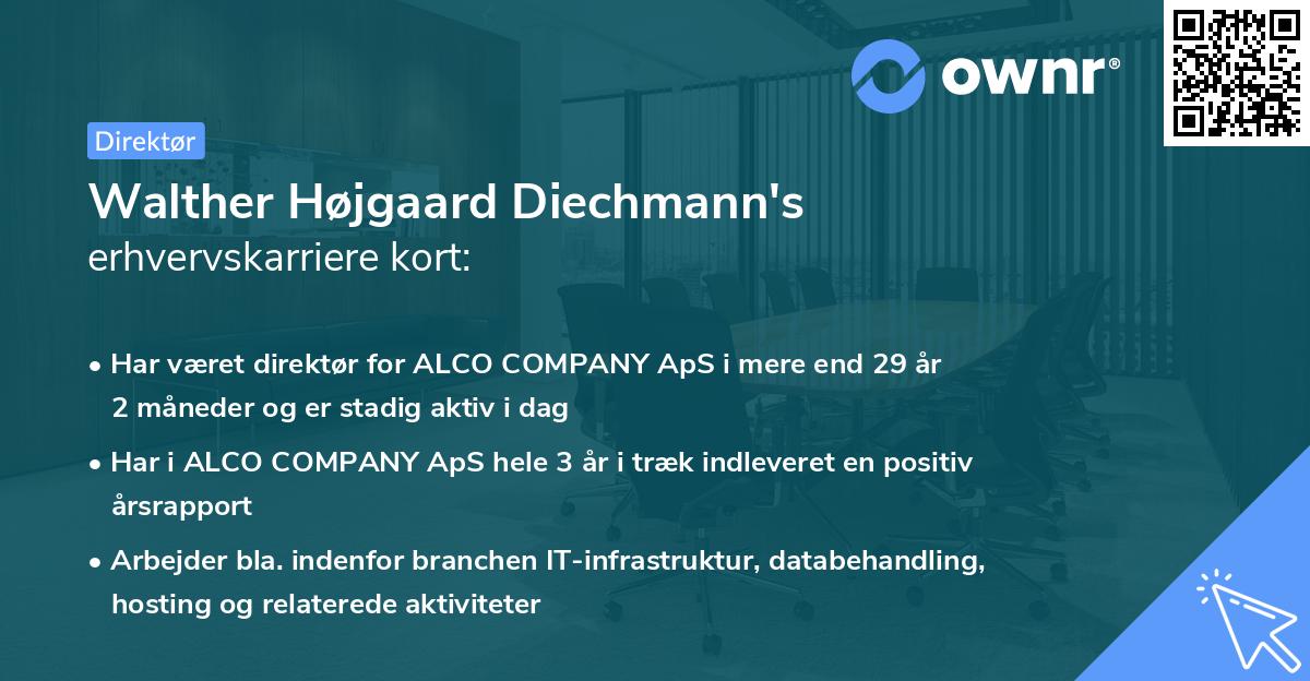 Walther Højgaard Diechmann's erhvervskarriere kort