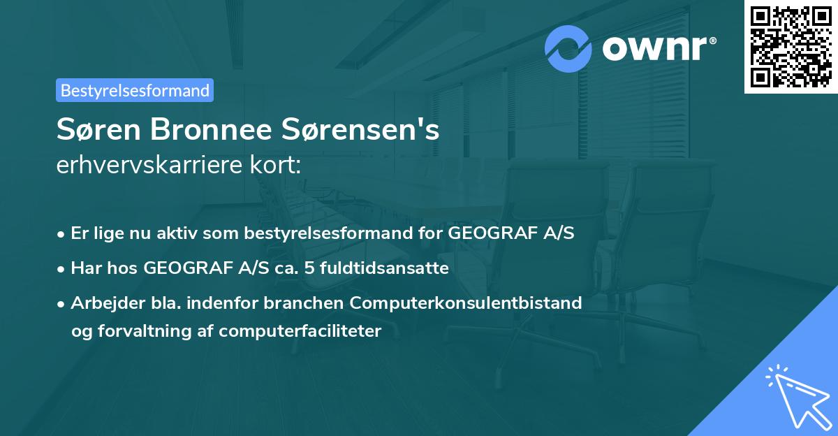 Søren Bronnee Sørensen's erhvervskarriere kort