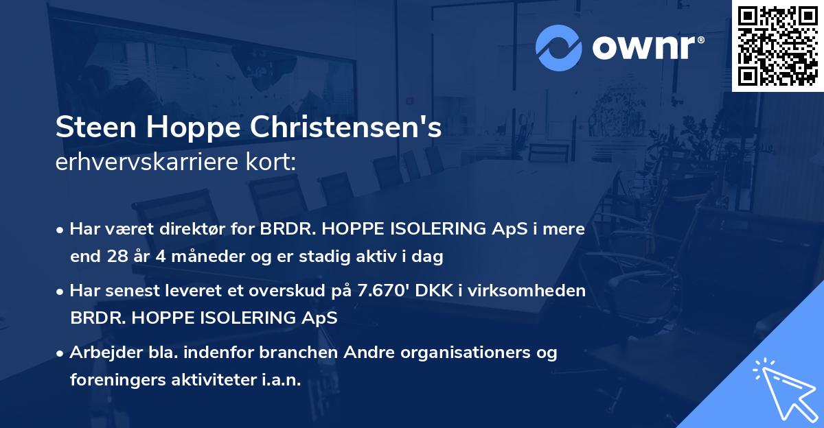 Steen Hoppe Christensen's erhvervskarriere kort