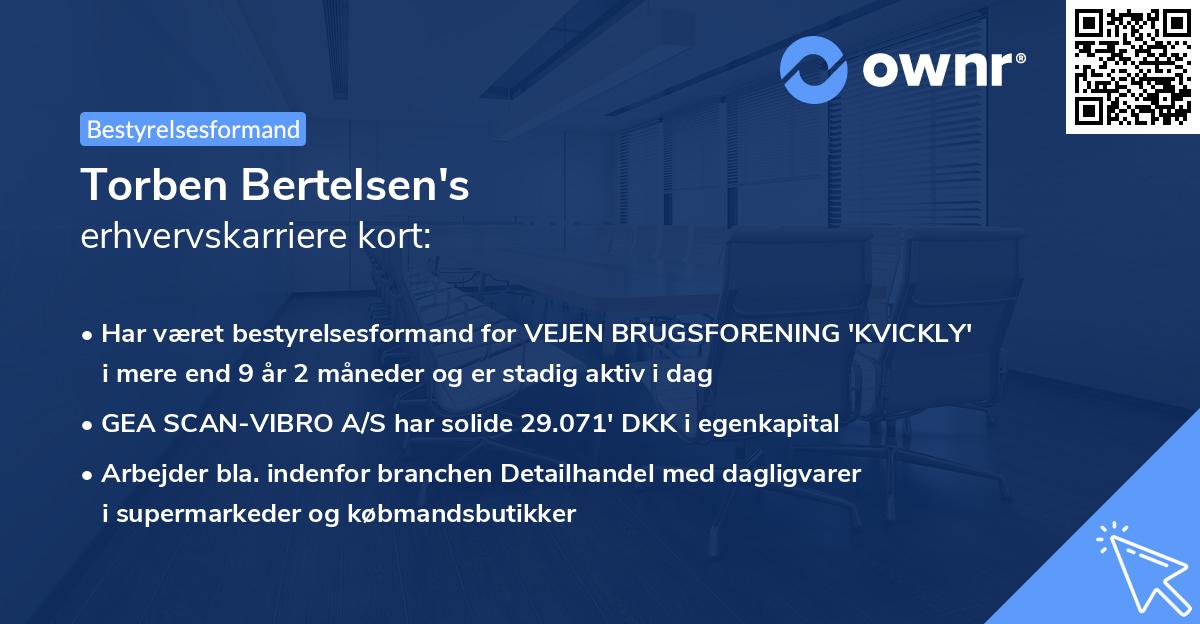 Torben Bertelsen's erhvervskarriere kort