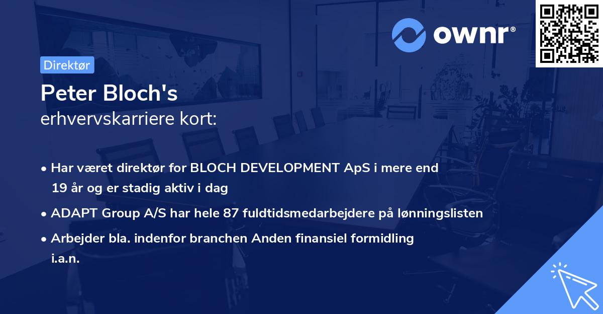 Peter Bloch's erhvervskarriere kort