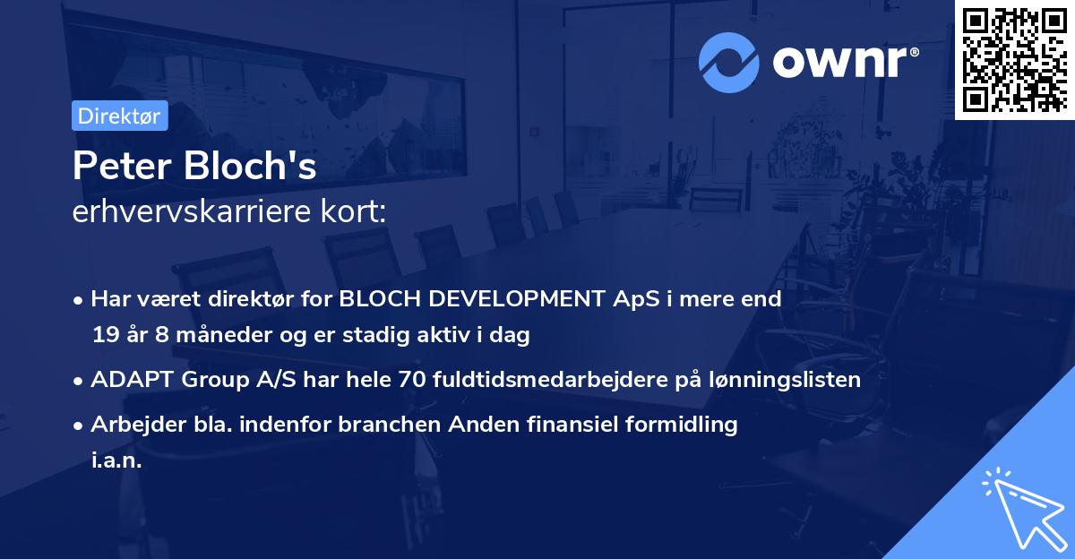Peter Bloch's erhvervskarriere kort