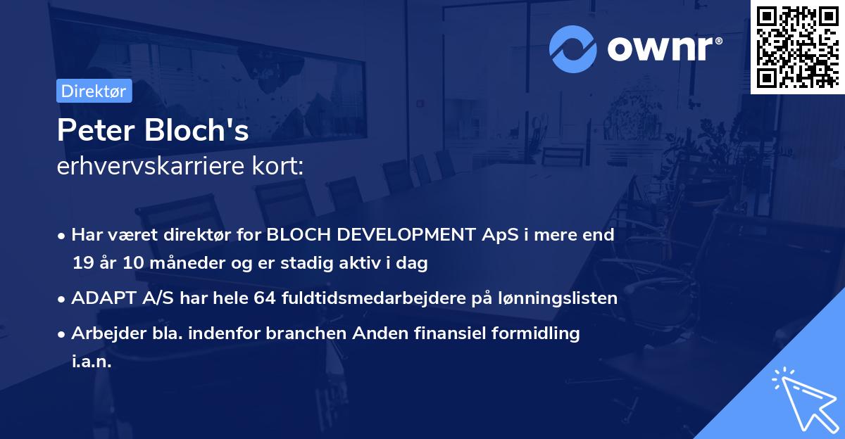 Peter Bloch's erhvervskarriere kort