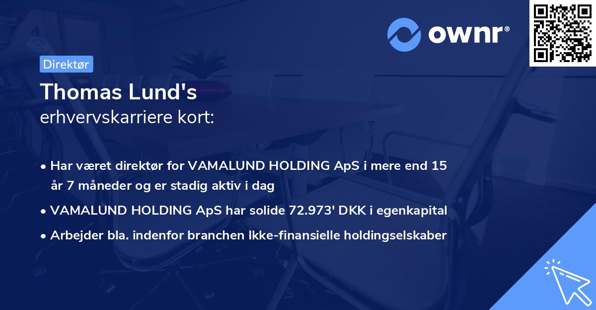 Thomas Lund's erhvervskarriere kort