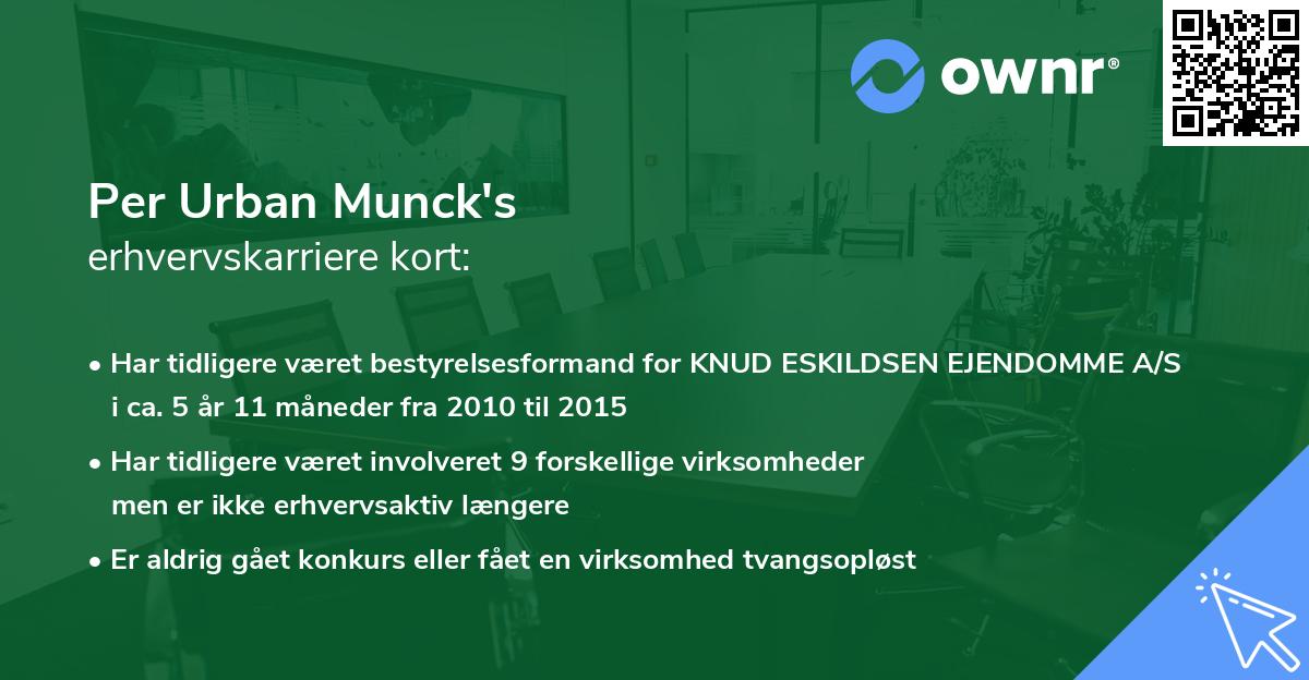 Per Urban Munck's erhvervskarriere kort