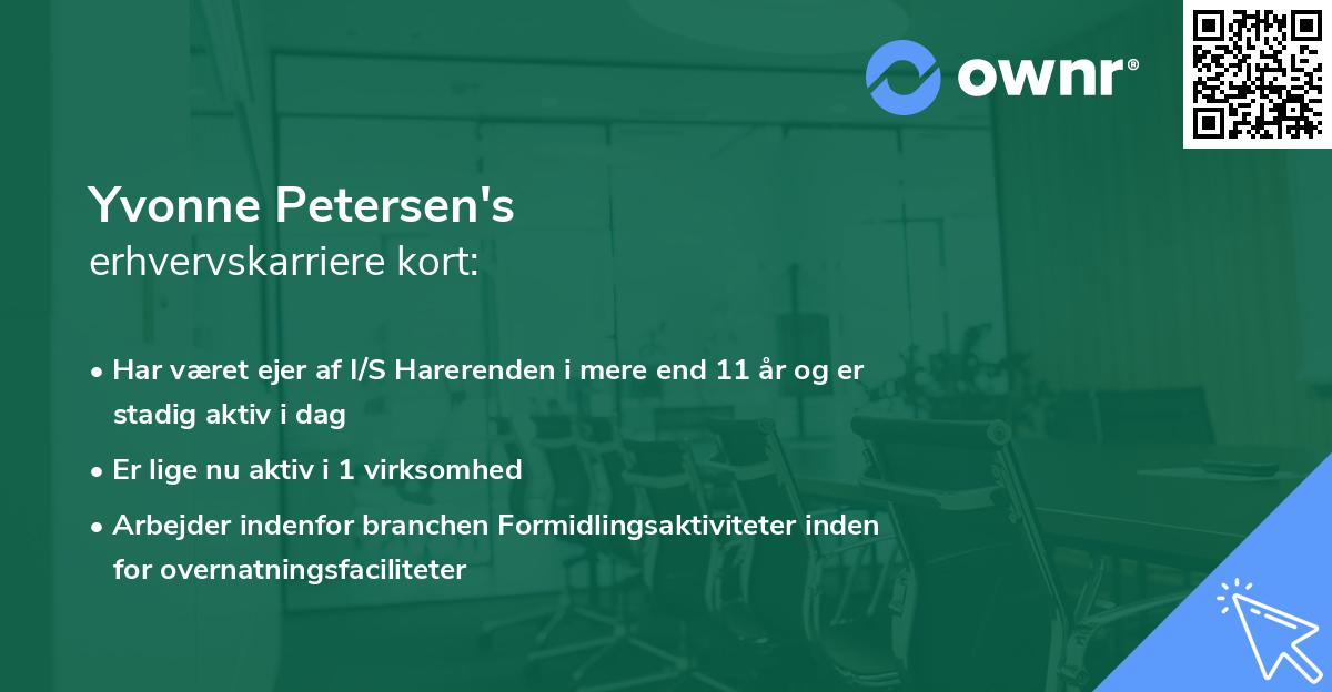 Yvonne Petersen's erhvervskarriere kort