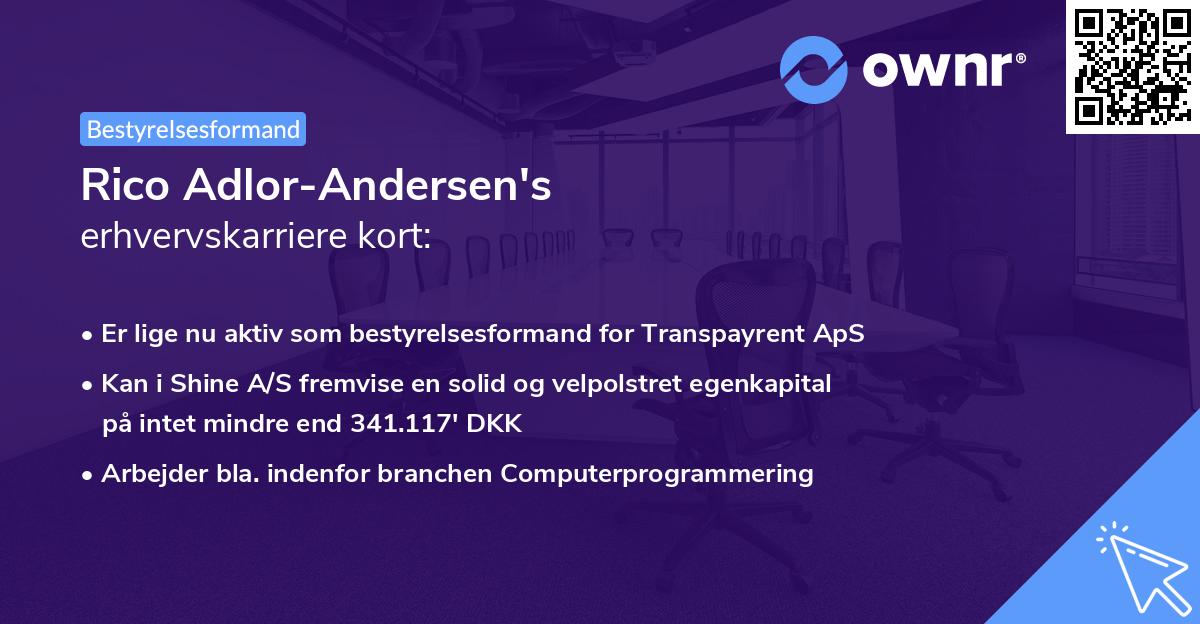 Rico Adlor-Andersen's erhvervskarriere kort