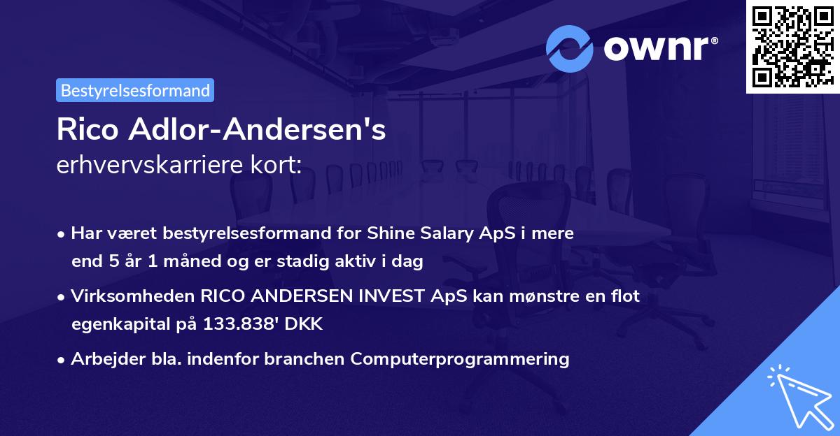 Rico Adlor-Andersen's erhvervskarriere kort