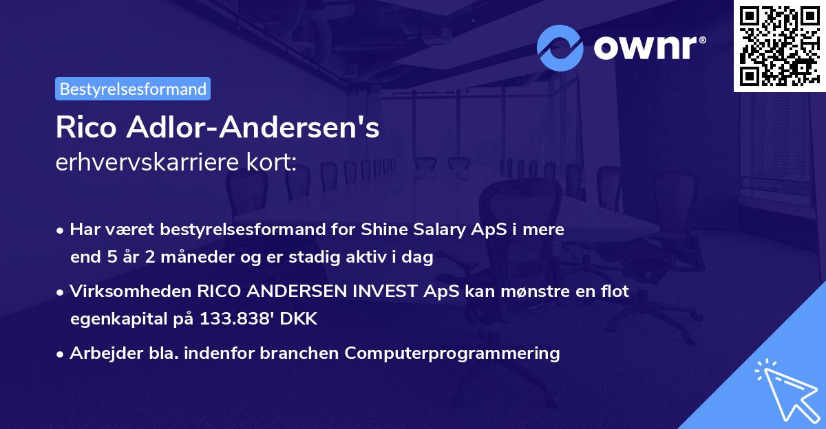 Rico Adlor-Andersen's erhvervskarriere kort