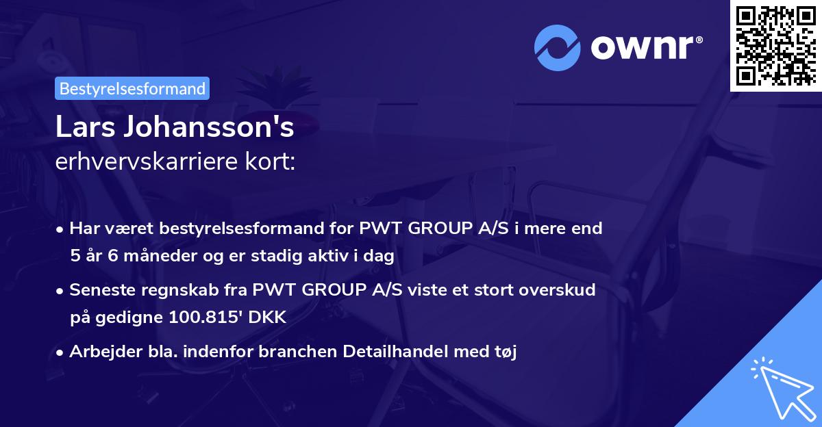 Lars Johansson's erhvervskarriere kort