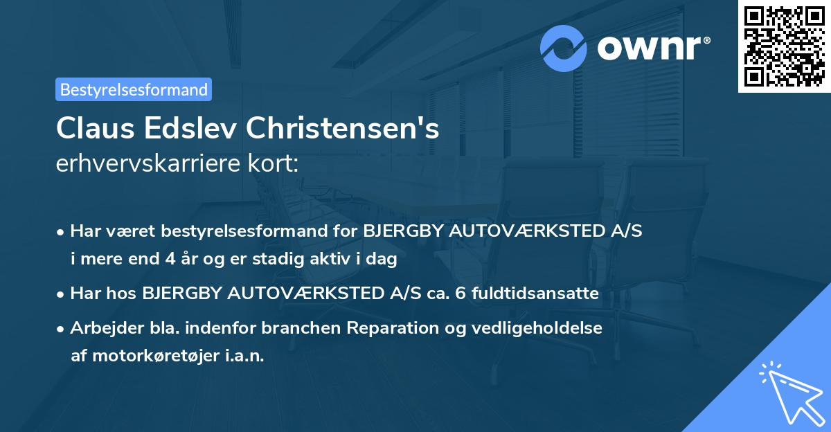 Claus Edslev Christensen's erhvervskarriere kort