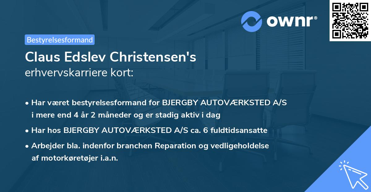 Claus Edslev Christensen's erhvervskarriere kort