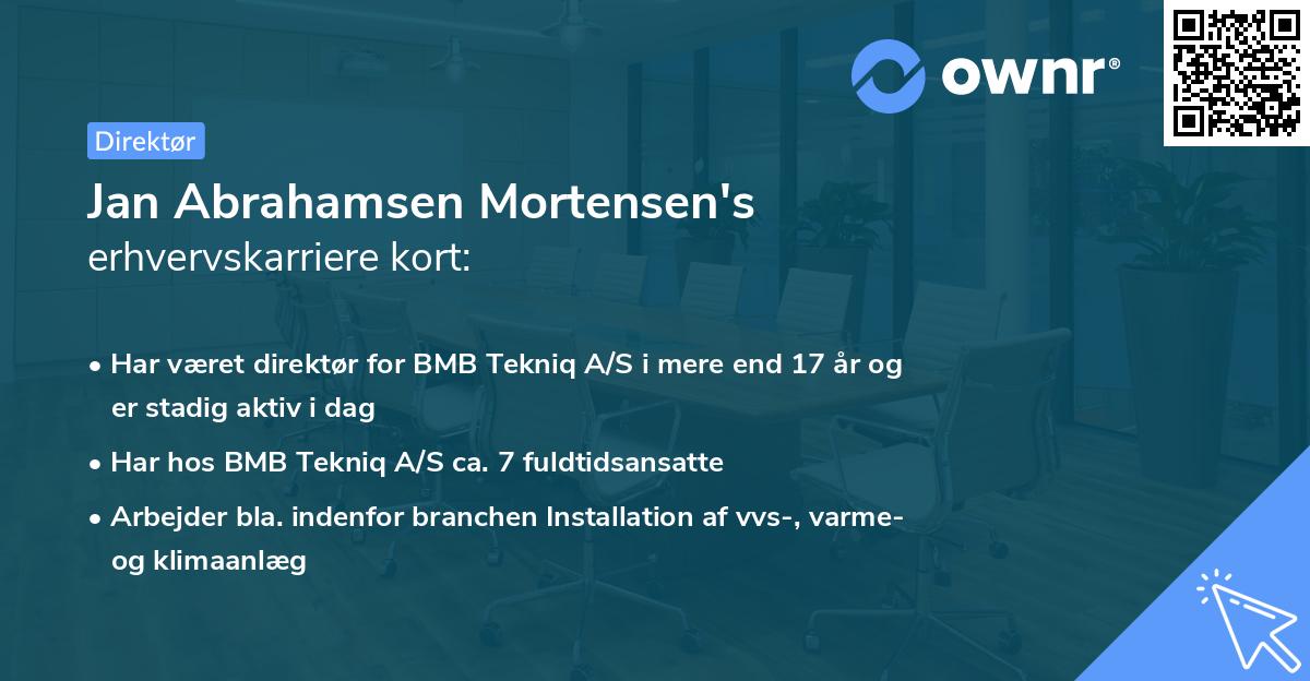 Jan Abrahamsen Mortensen's erhvervskarriere kort