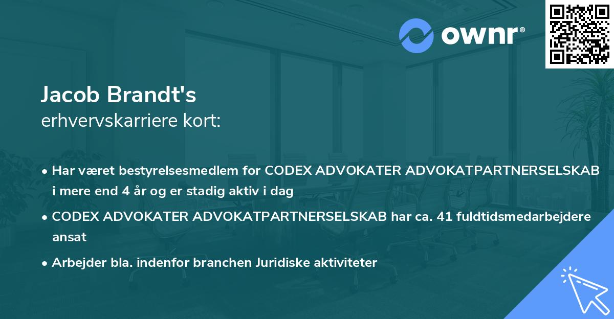 Jacob Brandt's erhvervskarriere kort
