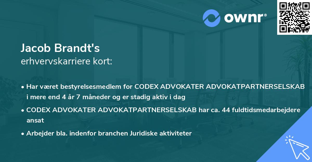 Jacob Brandt's erhvervskarriere kort