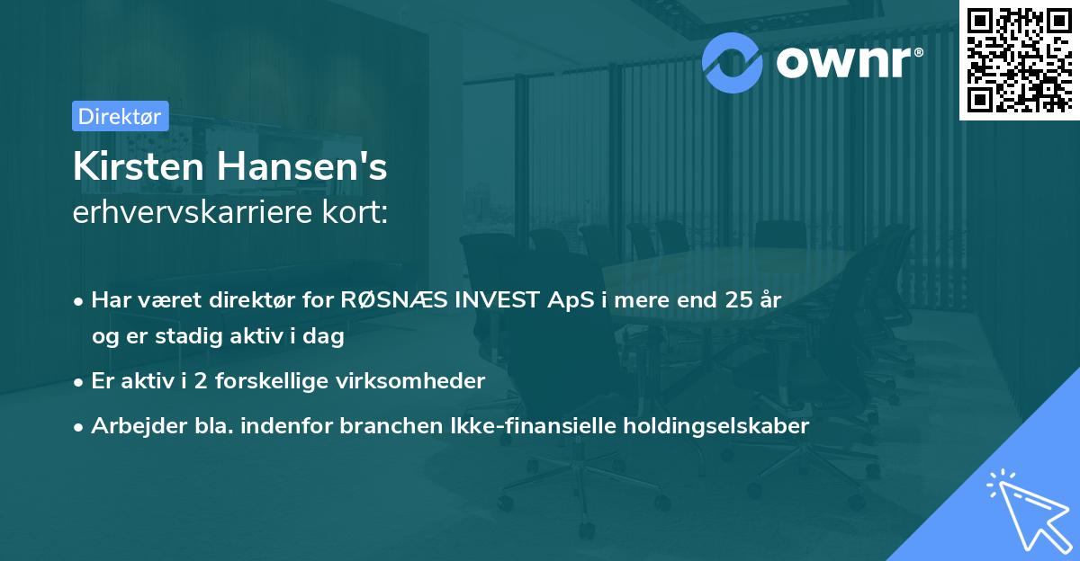 Kirsten Hansen's erhvervskarriere kort