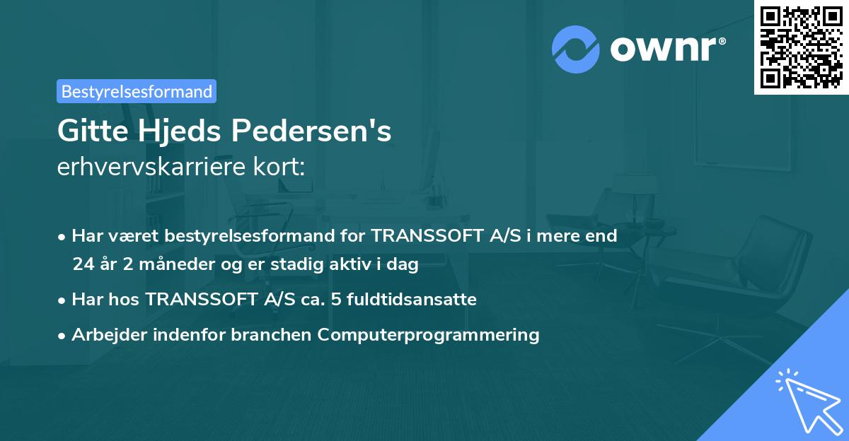 Gitte Hjeds Pedersen's erhvervskarriere kort