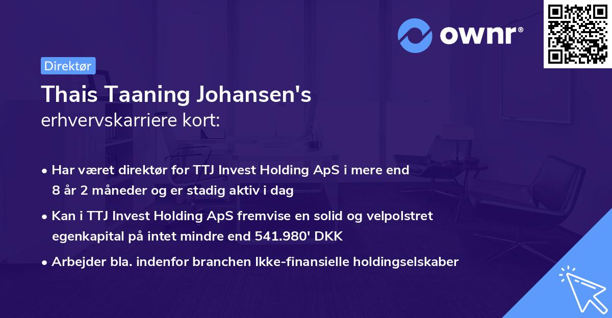 Thais Taaning Johansen's erhvervskarriere kort