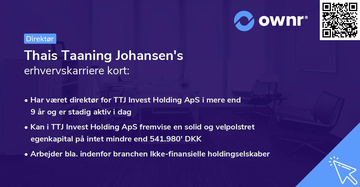 Thais Taaning Johansen's erhvervskarriere kort