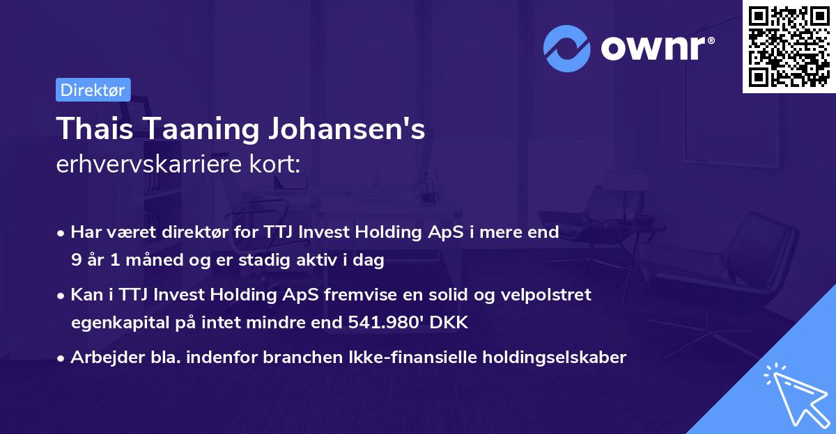 Thais Taaning Johansen's erhvervskarriere kort