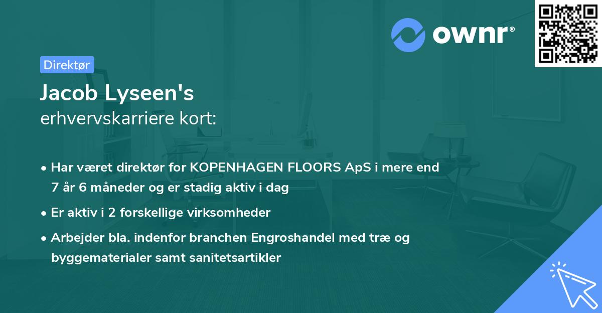 Jacob Lyseen's erhvervskarriere kort