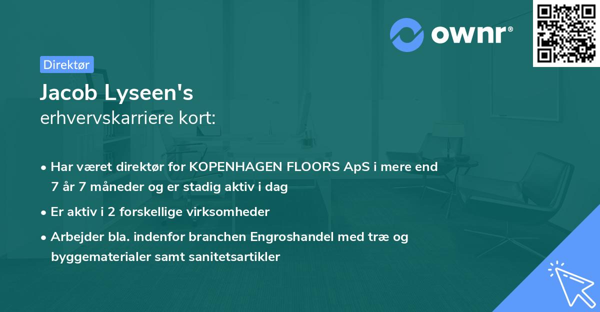 Jacob Lyseen's erhvervskarriere kort