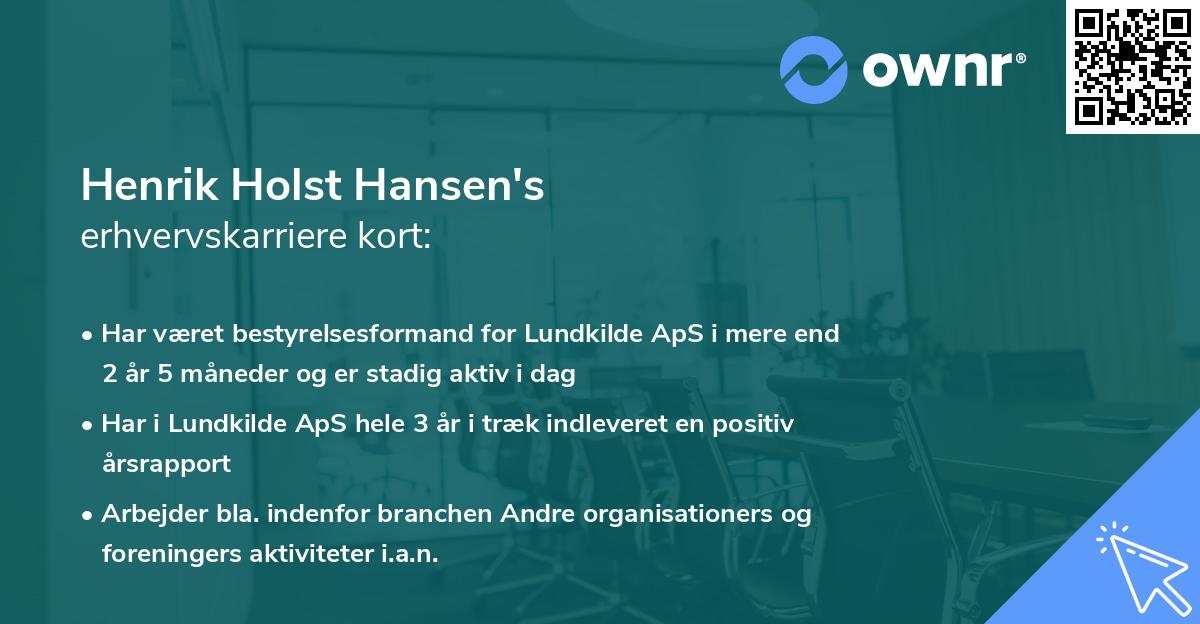 Henrik Holst Hansen's erhvervskarriere kort