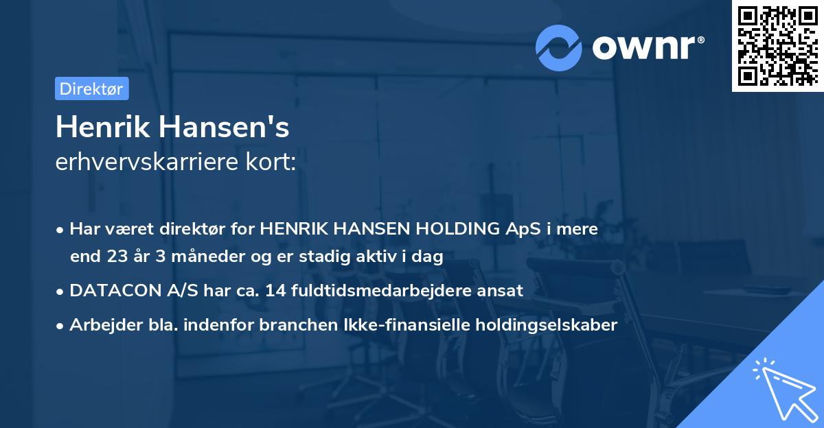 Henrik Hansen's erhvervskarriere kort