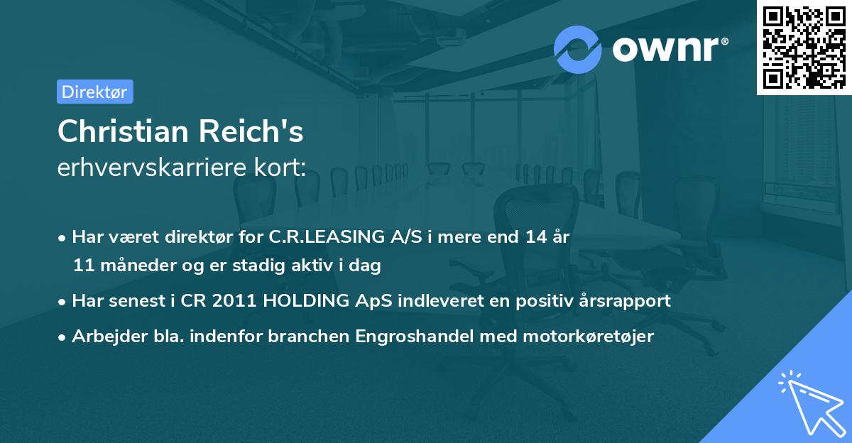 Christian Reich's erhvervskarriere kort