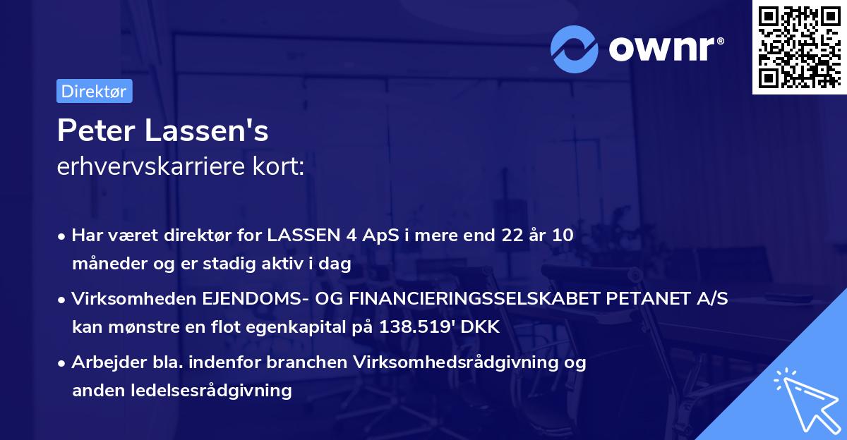Peter Lassen's erhvervskarriere kort