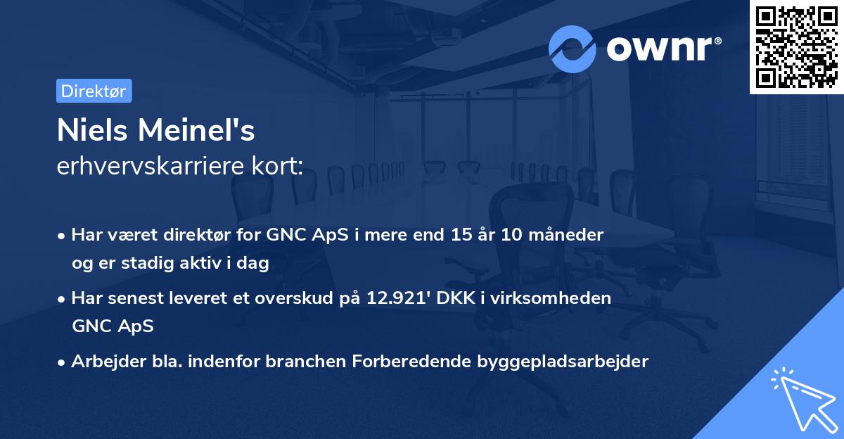 Niels Meinel's erhvervskarriere kort