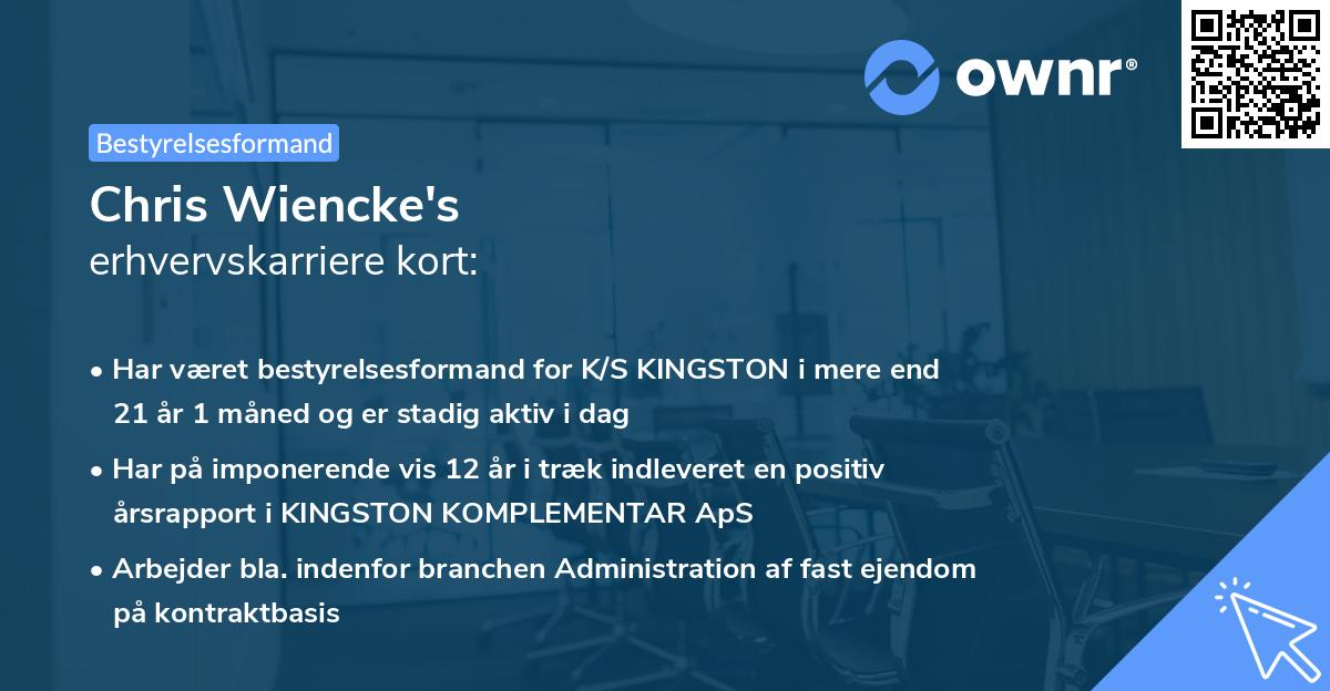 Chris Wiencke's erhvervskarriere kort