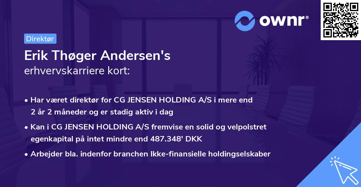 Erik Thøger Andersen's erhvervskarriere kort