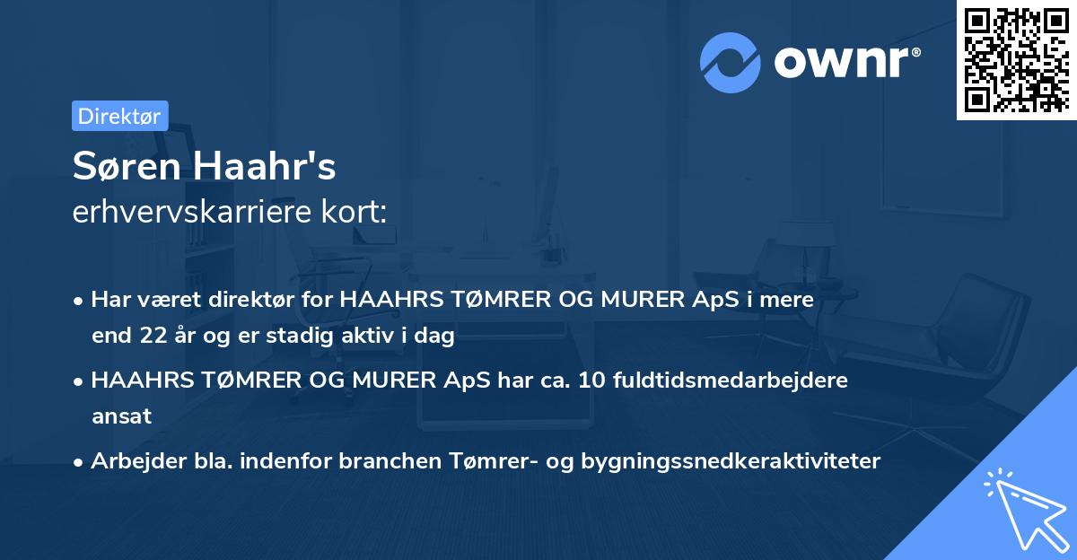 Søren Haahr's erhvervskarriere kort