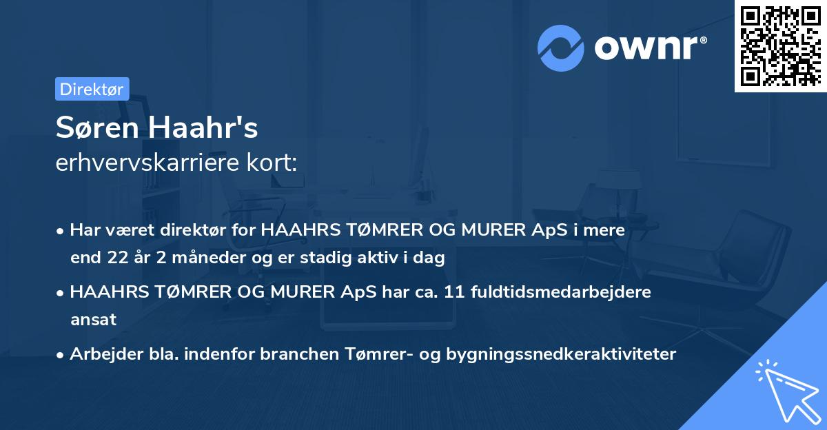 Søren Haahr's erhvervskarriere kort