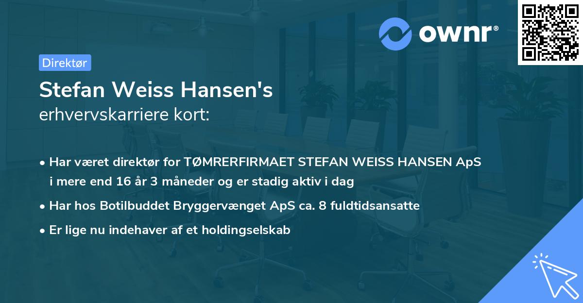 Stefan Weiss Hansen's erhvervskarriere kort