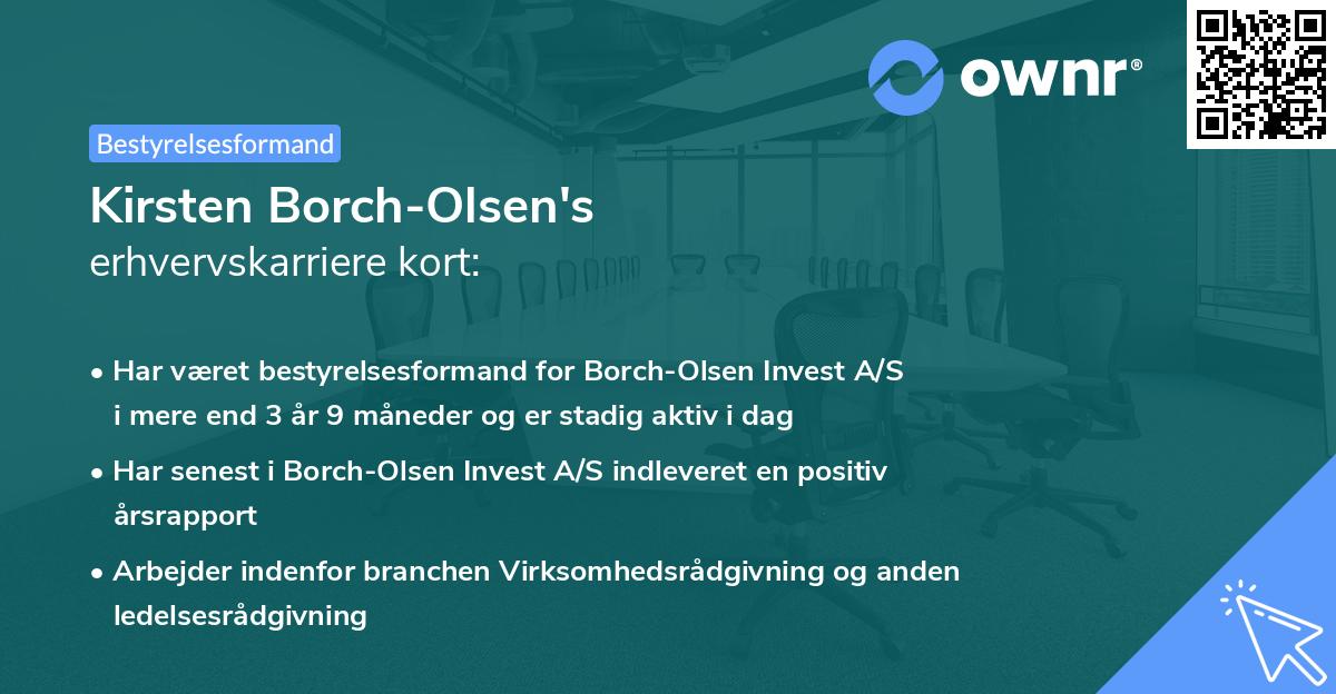 Kirsten Borch-Olsen's erhvervskarriere kort