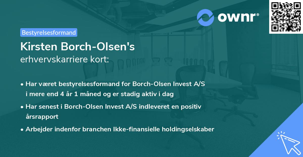 Kirsten Borch-Olsen's erhvervskarriere kort