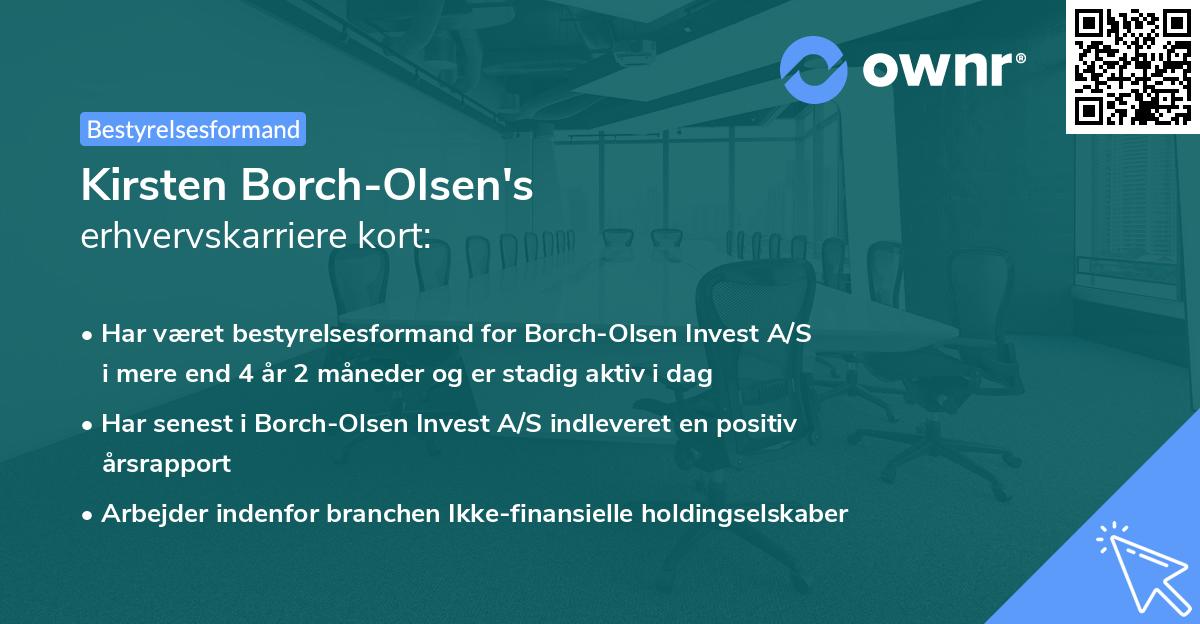Kirsten Borch-Olsen's erhvervskarriere kort